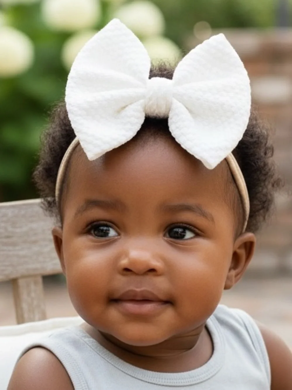 Baby Girl White Oversized Bow Nylon Stretch Headband NWT